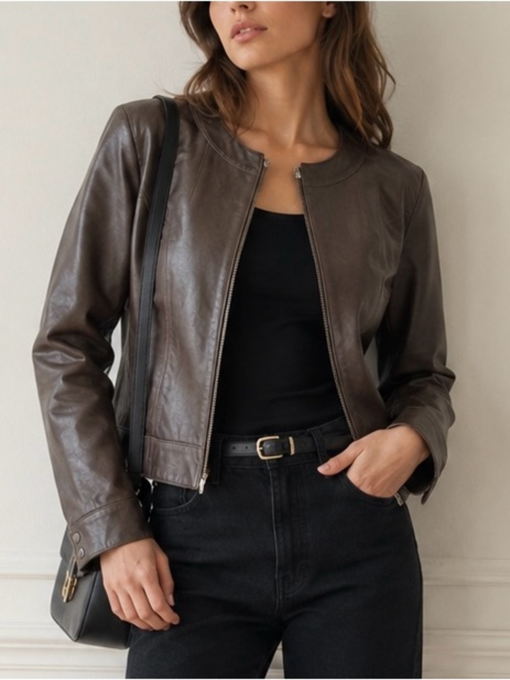 Anonymous John Carlisle Brown Genuine Leather Jacket Size L